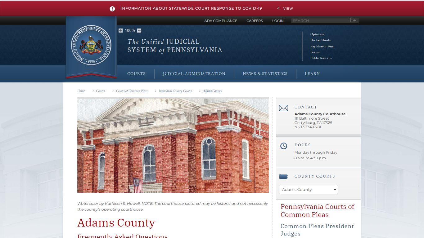 Adams County | Individual County Courts - Judiciary of Pennsylvania